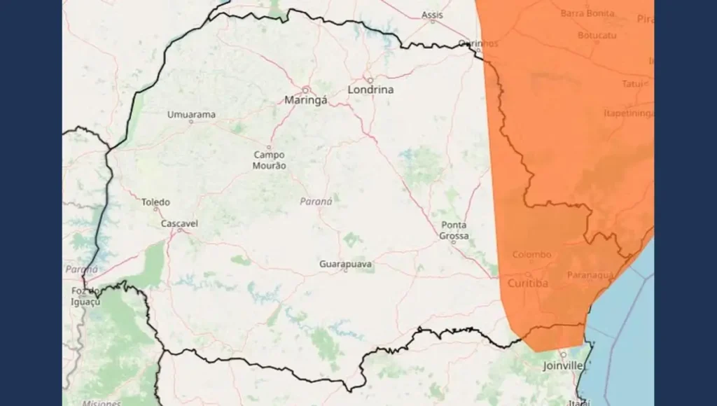 Tempestades no Paraná: Ventos de 100 km/h e granizo em alerta para 45 cidades