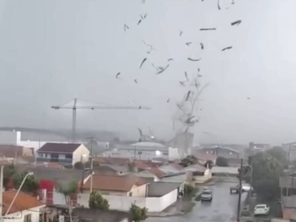 Tornado Devasta Bairro em São José dos Pinhais e Deixa Rastro de Destruição