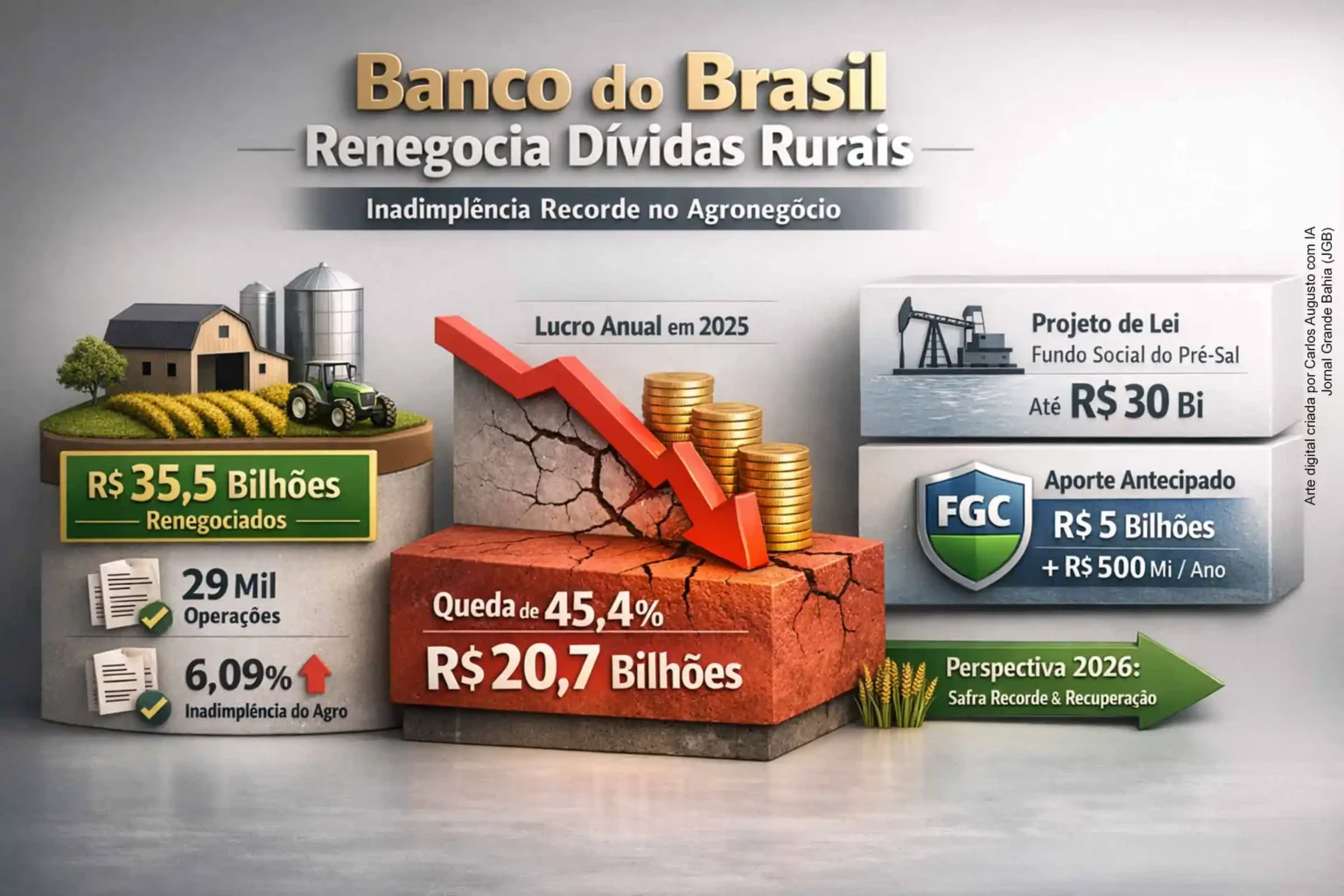 Banco do Brasil Renegocia R$ 35,5 Bilhões em Dívidas Rurais Após Aumento da Inadimplência no Agroneg